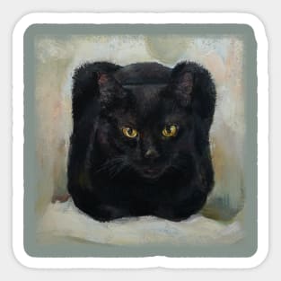 Black square cat Sticker